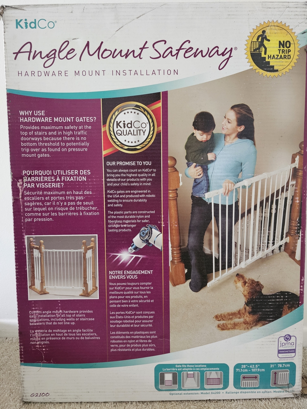 NEW!! KidCo Angle Mount Safeway Baby Gate in White